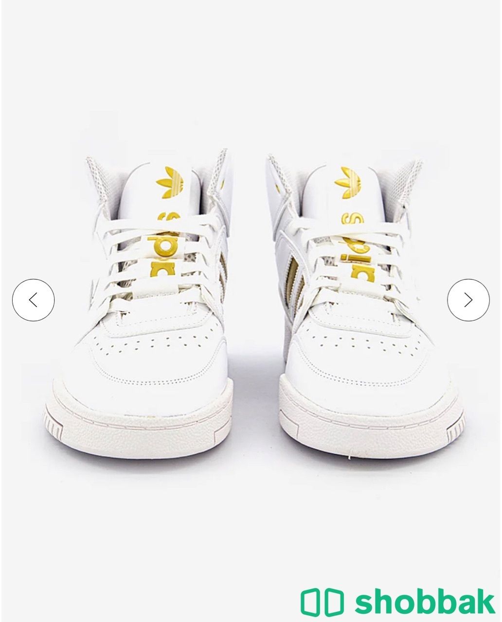 Adidas originals high top mid forum sneakers white and gold  شباك السعودية