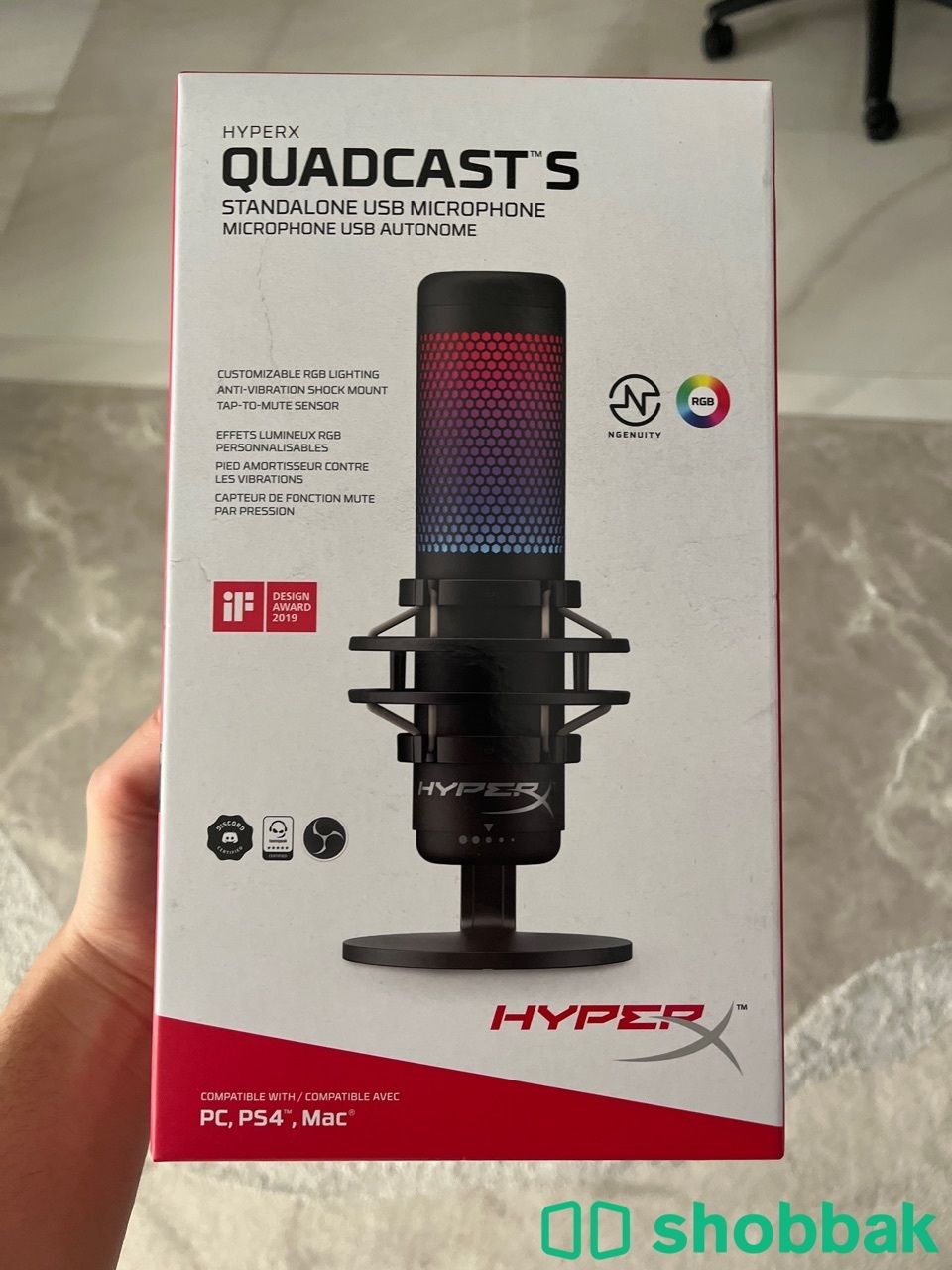 HyperX Quadcast S microphone/w mic stand | | negotiable price Shobbak Saudi Arabia