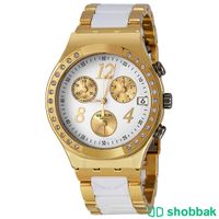 ساعة Swatch ذهبية وأبيض Shobbak Saudi Arabia