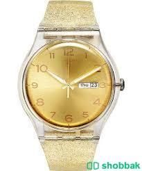 ساعة Swatch مطاط - ذهبي وأبيض Shobbak Saudi Arabia