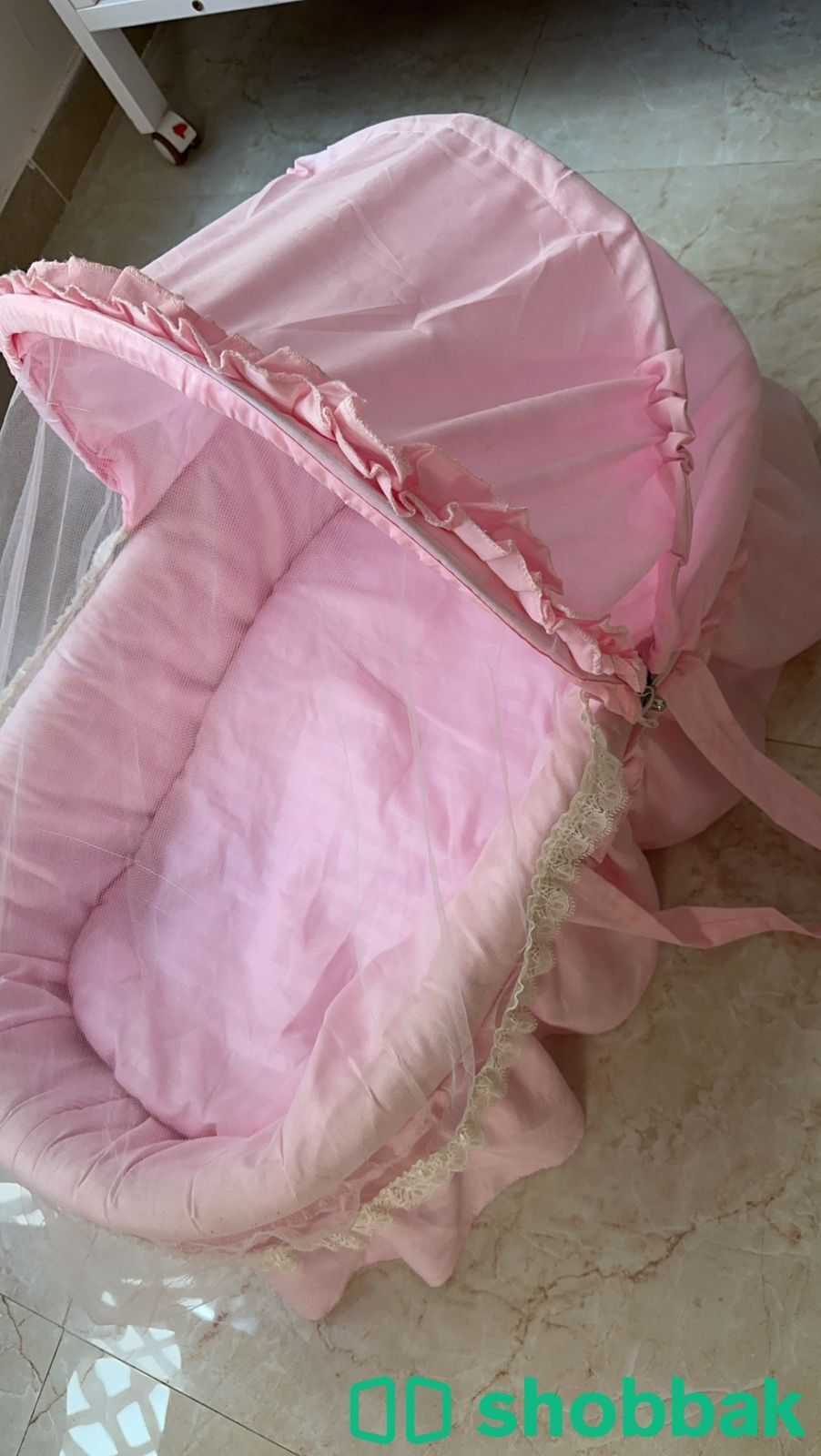 سرير اطفال مهد لون زهري  شباك السعودية