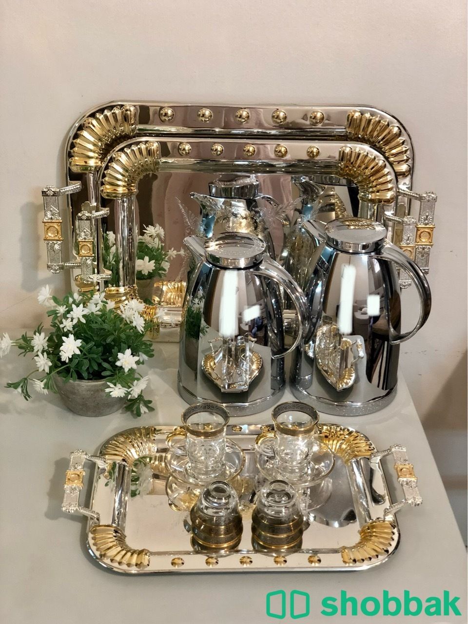 طقم تقديم قهوه وشاي ، فناجيل ، بيالات  Shobbak Saudi Arabia