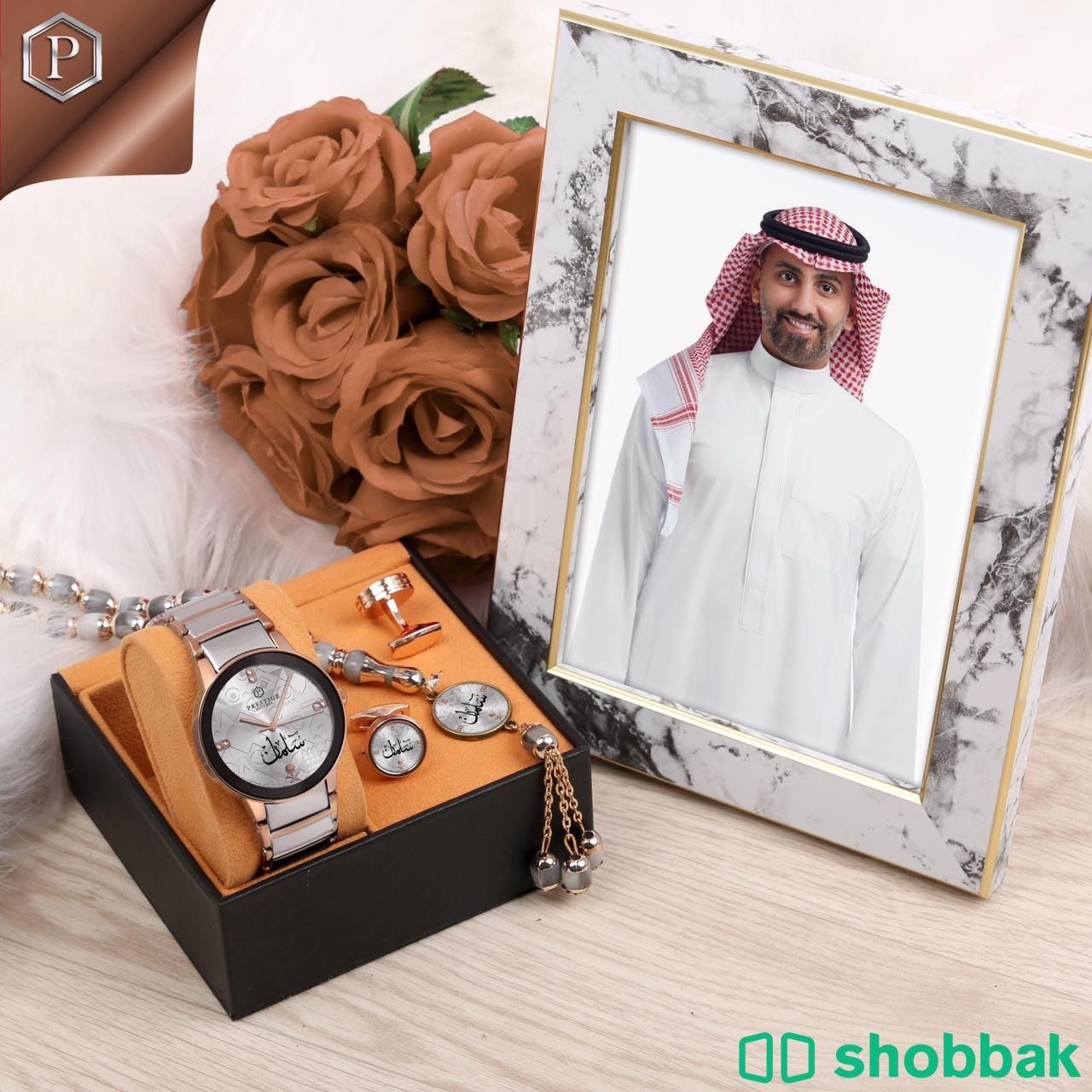 طقم ساعة رجالي من ماركة برستيج بالاسم والصورة شباك السعودية