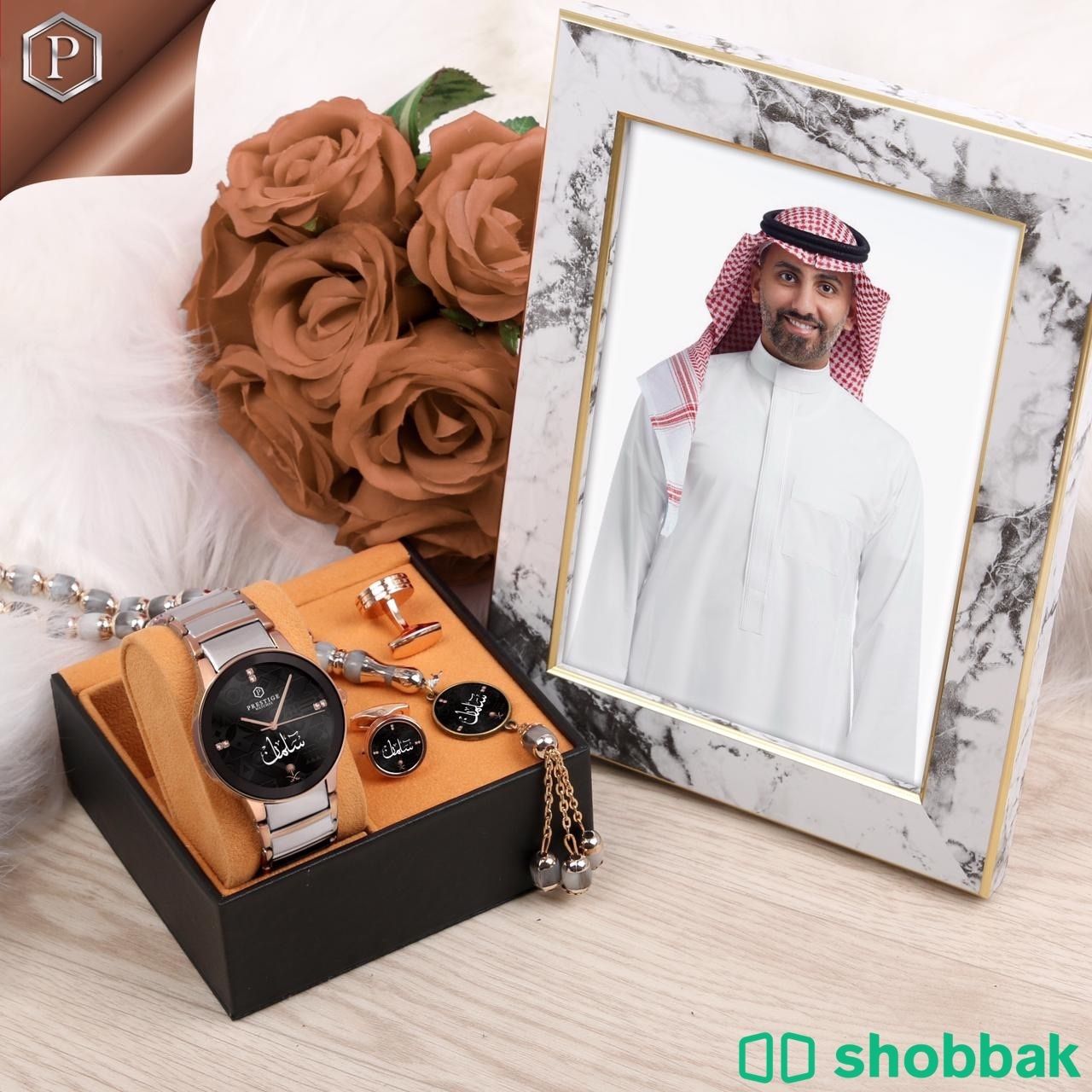 طقم ساعة رجالي من ماركة برستيج بالاسم والصورة شباك السعودية