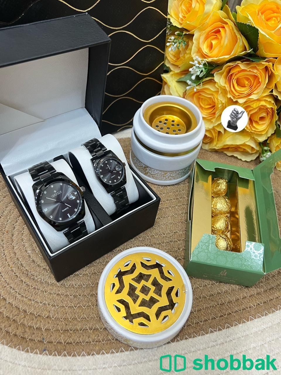 طقم ساعة رجالي ونسائي مع مبخرة وبخور Shobbak Saudi Arabia