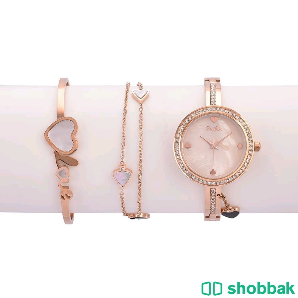 طقم ساعة و اسورة (ماركة Papillon) - روزن قولد Shobbak Saudi Arabia