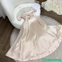فستان راقي بلونين احمر وبيج Shobbak Saudi Arabia