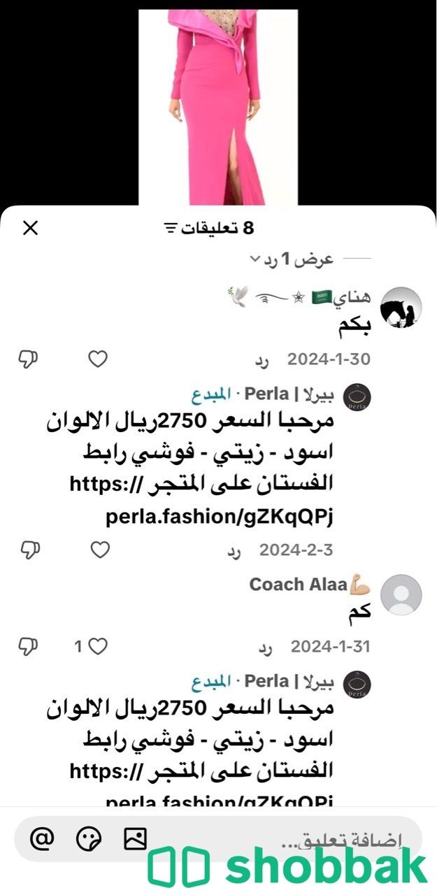 فستان سهرة براند بيرلا Shobbak Saudi Arabia