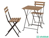 كرسيين وطاولة خارجية خشب Two chairs and a wooden table Shobbak Saudi Arabia