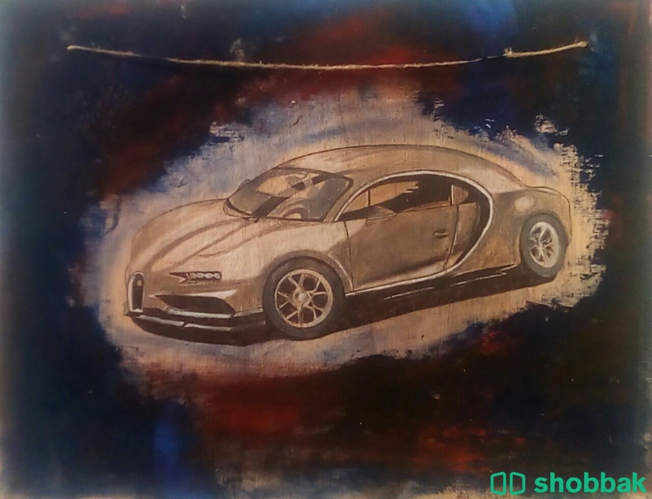 لوحة فنية لسيارة بوغاتي شباك السعودية